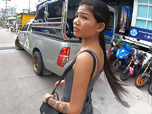 Out-and-out amateur Thai teen cutie fucked after lunch by temp BF