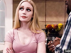 Tiny teen stepdaughter blonde Emma Starletto fucks her black stepdad