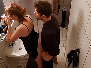 Stepsister Fucked In The Bathroom Coupled with Almost Got Caught Overwrought Stepmother